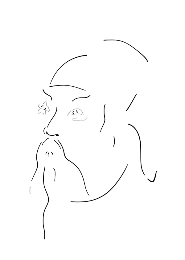 藻荇風插畫《李太白》:黑白極簡線條描繪詩仙李太白,以星為右眼、以月為左眼,象徵其飛流之鬚與雲海之眉下的詩性與豪氣。 Minimalist illustration Li Taibai: black-and-white linework portraying the Poet Immortal with a star for one eye and a crescent for the other, expressing flowing beard, cloud-like brows, and transcendent poetic spirit. 藻荇風の極簡線画《李太白(りたいはく)》:星の眼と月の眼をもつ詩仙を描き、奔る鬚と雲の眉に宿る詩情と超逸の気韻を象徴する。