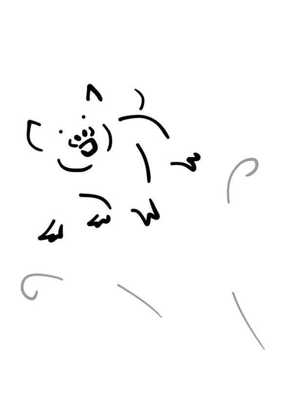 藻荇風插畫〈風口的豬〉：極簡黑白線條描繪被風托起的豬，象徵命運與時勢的推動。 Minimalist illustration “The Pig at the Wind’s Crest”: a pig sketched in flowing lines, lifted by the wind, symbolizing fate and circumstance. 藻荇風の極簡線画〈風に乗る豚〉：風に乗り上がる豚を描き、運命と風勢の寓意を表す。