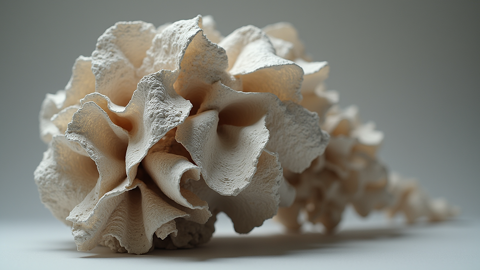 Close-up view of a contemporary sculpture made of mixed materials