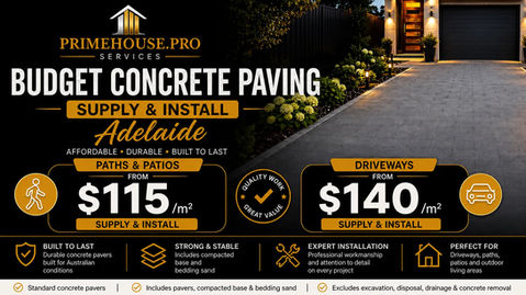 BUDGET PAVERS FROM $115 p/m SUPPLY & INSTALL