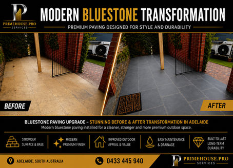 BLUESTONE PAVING ADELAIDE - STUNNING BEFORE & AFTER TRANSFORMATION