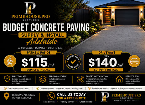 BUDGET PAVERS FROM $115 p/m SUPPLY & INSTALL