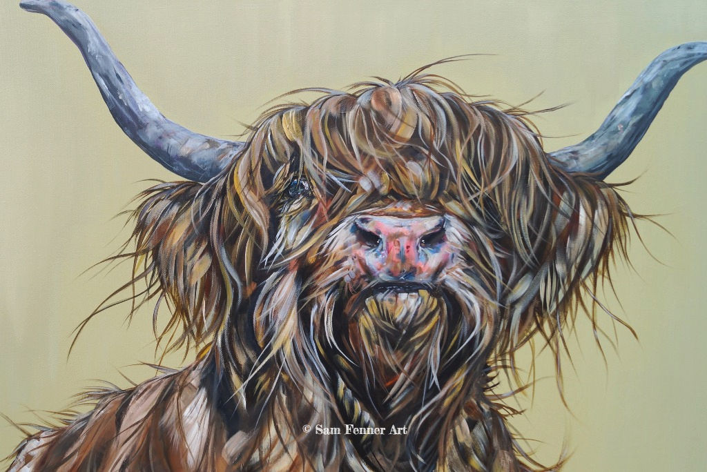 Wally McWindy! Hairy Highland Cow Limited Edition Print 50x40cm