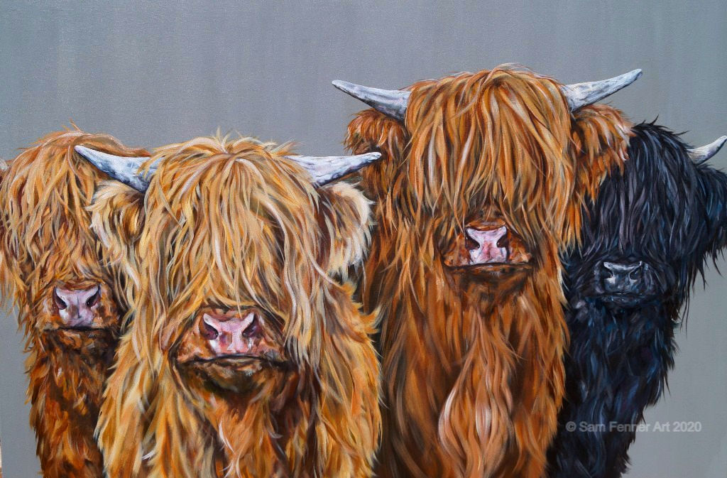 The Highlanders! Highland Cow Limited Edition Print 50x40cm