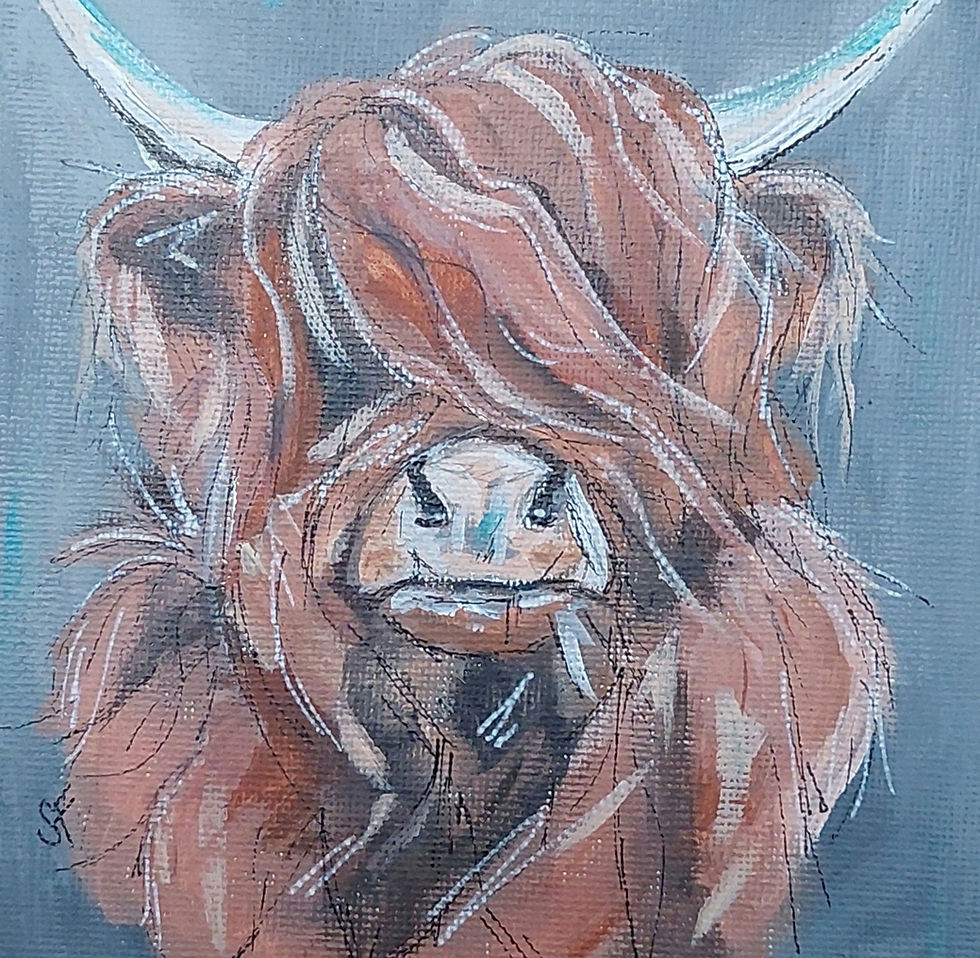 Hamish Highland Cow Painting For Sale UK