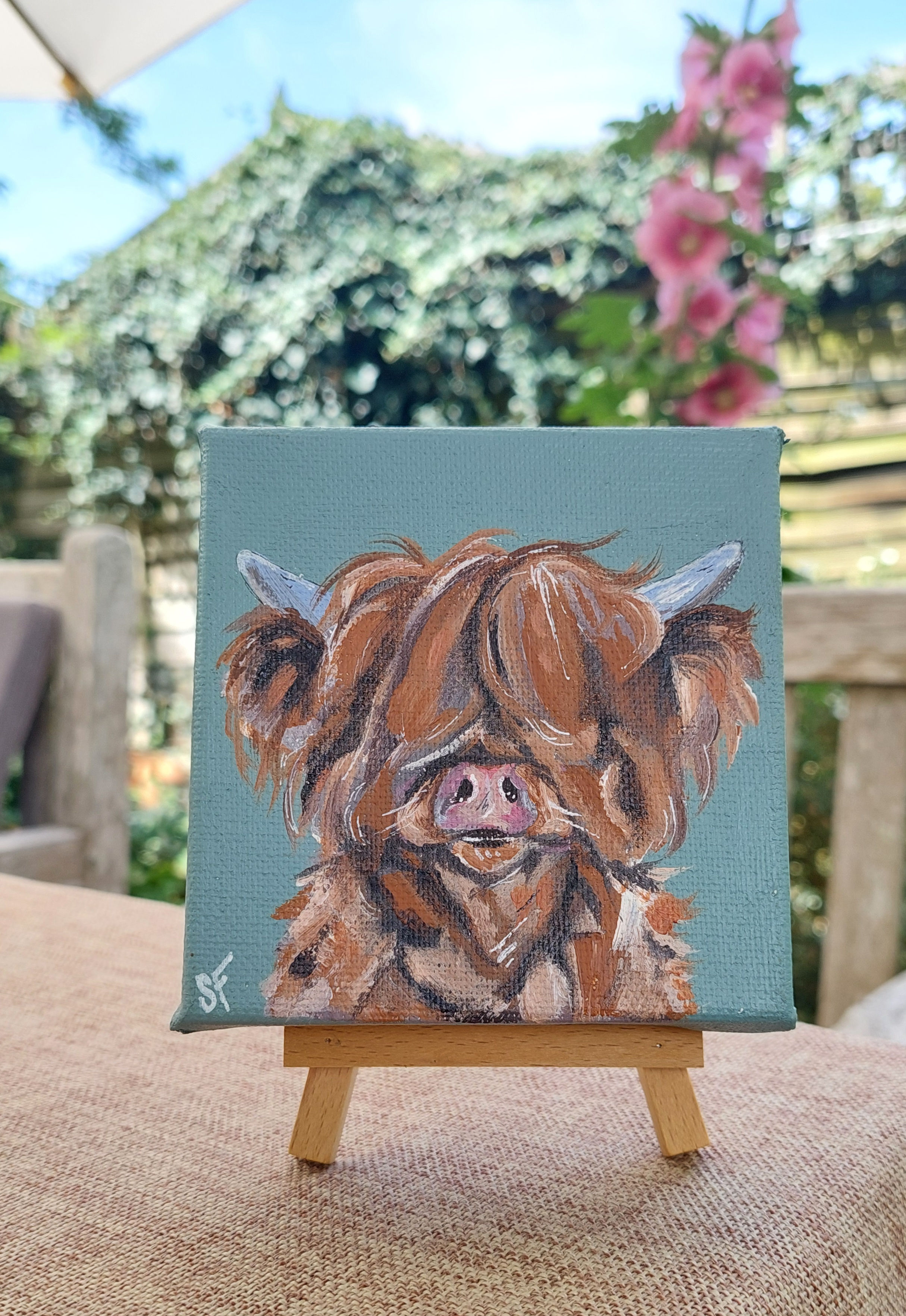 original personalised highland cow painting for sale