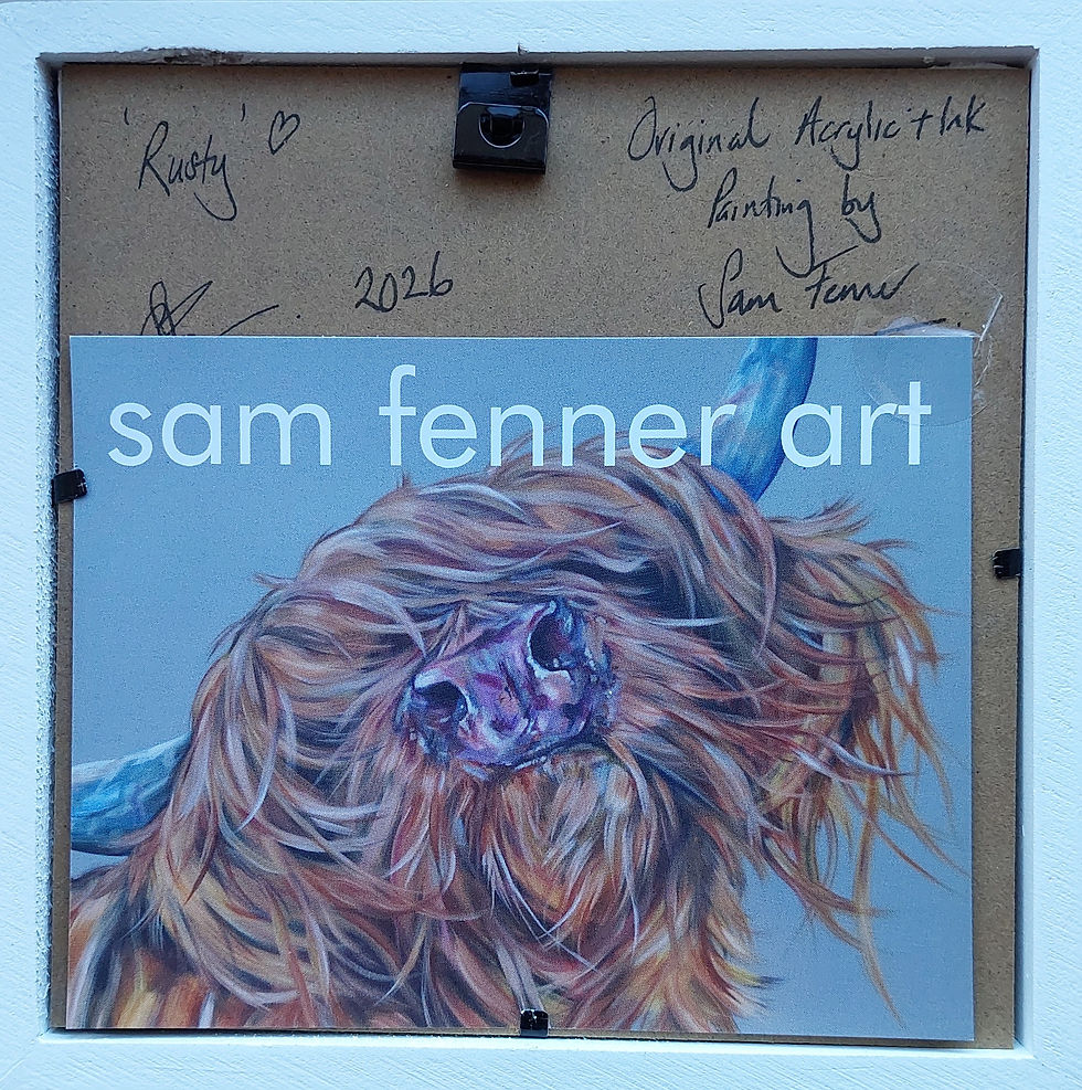 Thumbnail: 'Rusty' Framed Highland Cow Art Original Painting