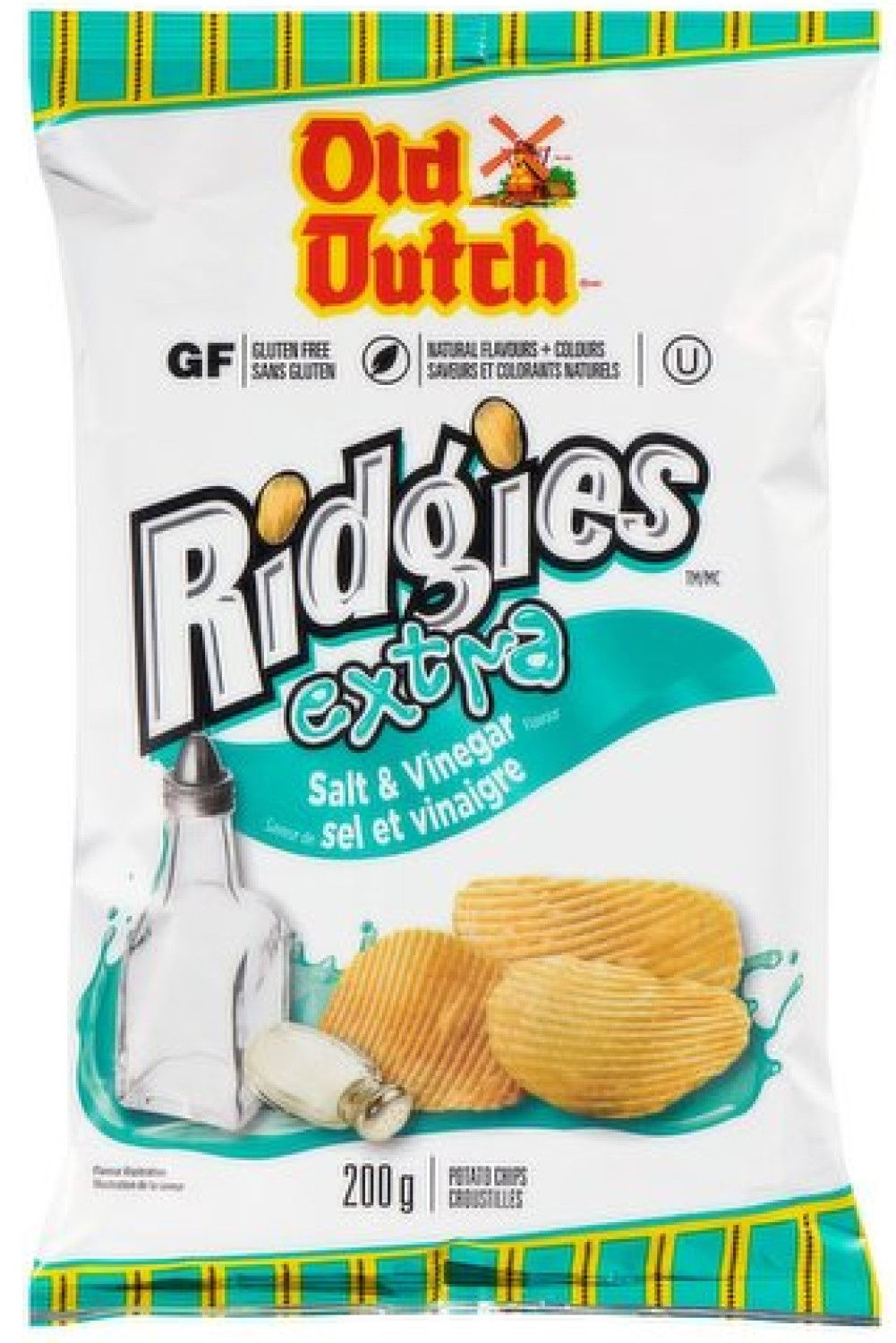 Old Dutch Ridgies Extra Salt & Vinegar Potato Chips 200g