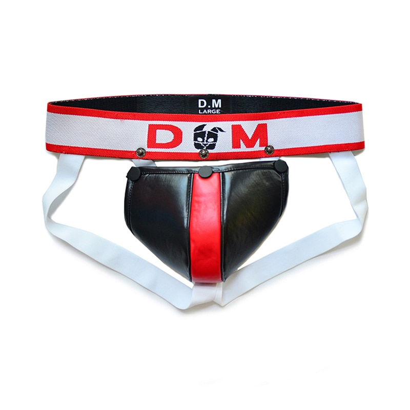 Thumbnail: DM Easy Access Jockstrap Underwear Gay Tangas Sissy Thong Men Underwear Sexy Strings Lingerie Panties PU Detachable Slip Cuec