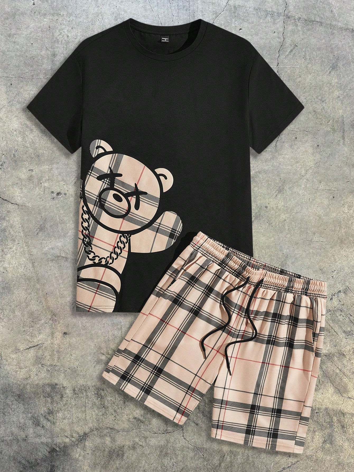 Conjunto Masculino de Verão 2026: Camiseta de Manga Curta e Shorts com Estampa