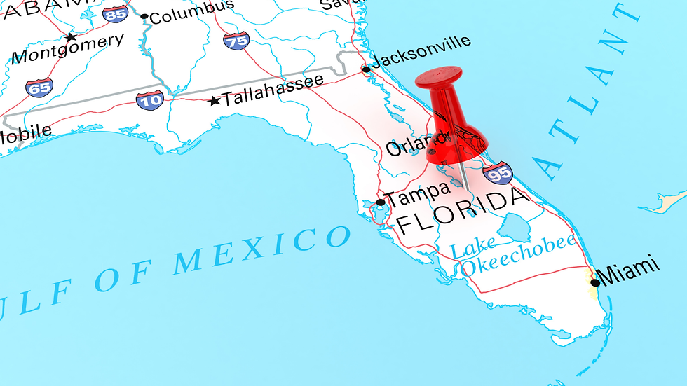 map of florida with pin near central florida