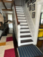 new updated red oak treads and poplar cove molding