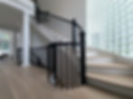 Curved Railing with metal balusters and box newel posts