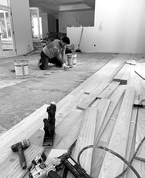 Gio Floors working on flooring prep befo