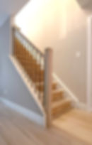 after, modern railing, simple box newel, black metal balusters, morristown, NJ