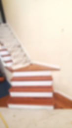 wooden stairs before rail install front view
