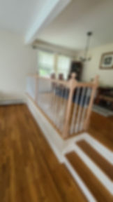after: all new wood railing installed in split level, Toms River, NJ