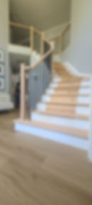 After_ Metal and Wood Stair Railings installed in Tinton Falls, New Jersey