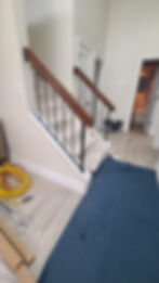 before: outdated wood and metal railing