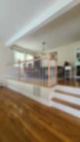 after: all new wood railing installed in split level, Toms River, NJ