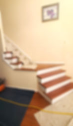 wooden stairs before rail install side view