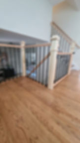 After: modern railings with metal and wood added custom gate installed in Matawan, NJ