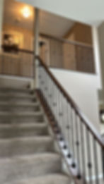 modern wood and metal railing installed in old bridge, nj