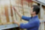 man shopping for balusters for stair railing