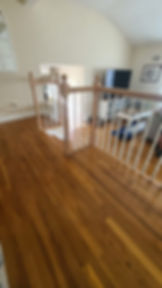 after: all new wood railing installed in split level, Toms River, NJ