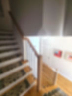 after: metal and wood modern indoor railing, installed in Spring Lake, New Jerseyg