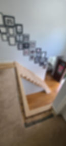 After_ Staircase repair with New Red Oak Treads and Primed White Risers, Freehold, NJ