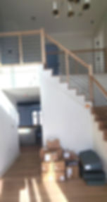 after_ modern horizontal metal and wood railings installed in Princeton, NJ