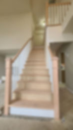 new staircase repair and new modern all wooden coastal railings installed in ocean township, NJ