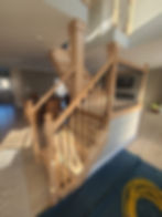 before- wood balusters and metal bars, before repairs