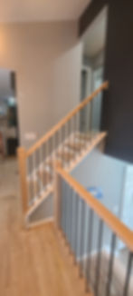 Modern Railing, Metal Balusters, Wood Rail install, Lavalette, NJ