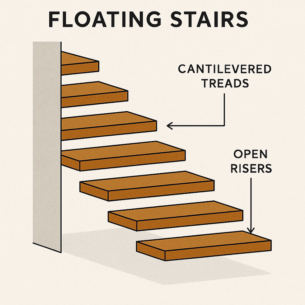 diagram of open staircase or floating stairs