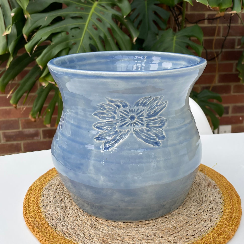 Thumbnail: Large carved vase with flower frog