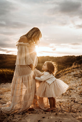 Sunset family beach photoshoot grassy
