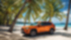 Car rental SUV on a Puerto Rico beach for travelers