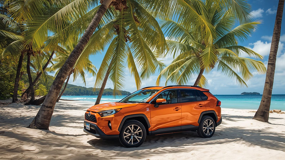 Car rental SUV on a Puerto Rico beach for travelers