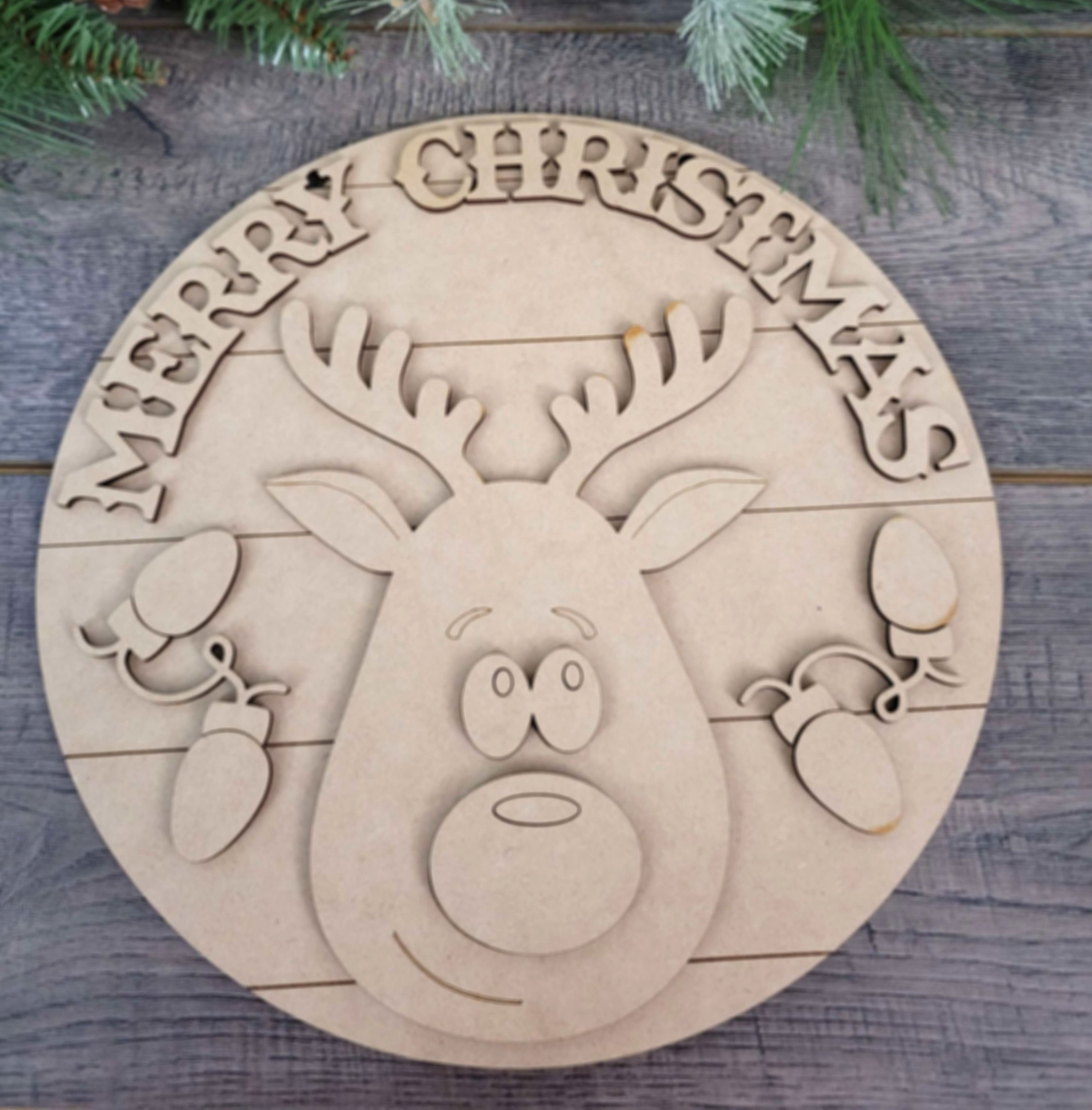 Reindeer Merry Christmas hanging sign