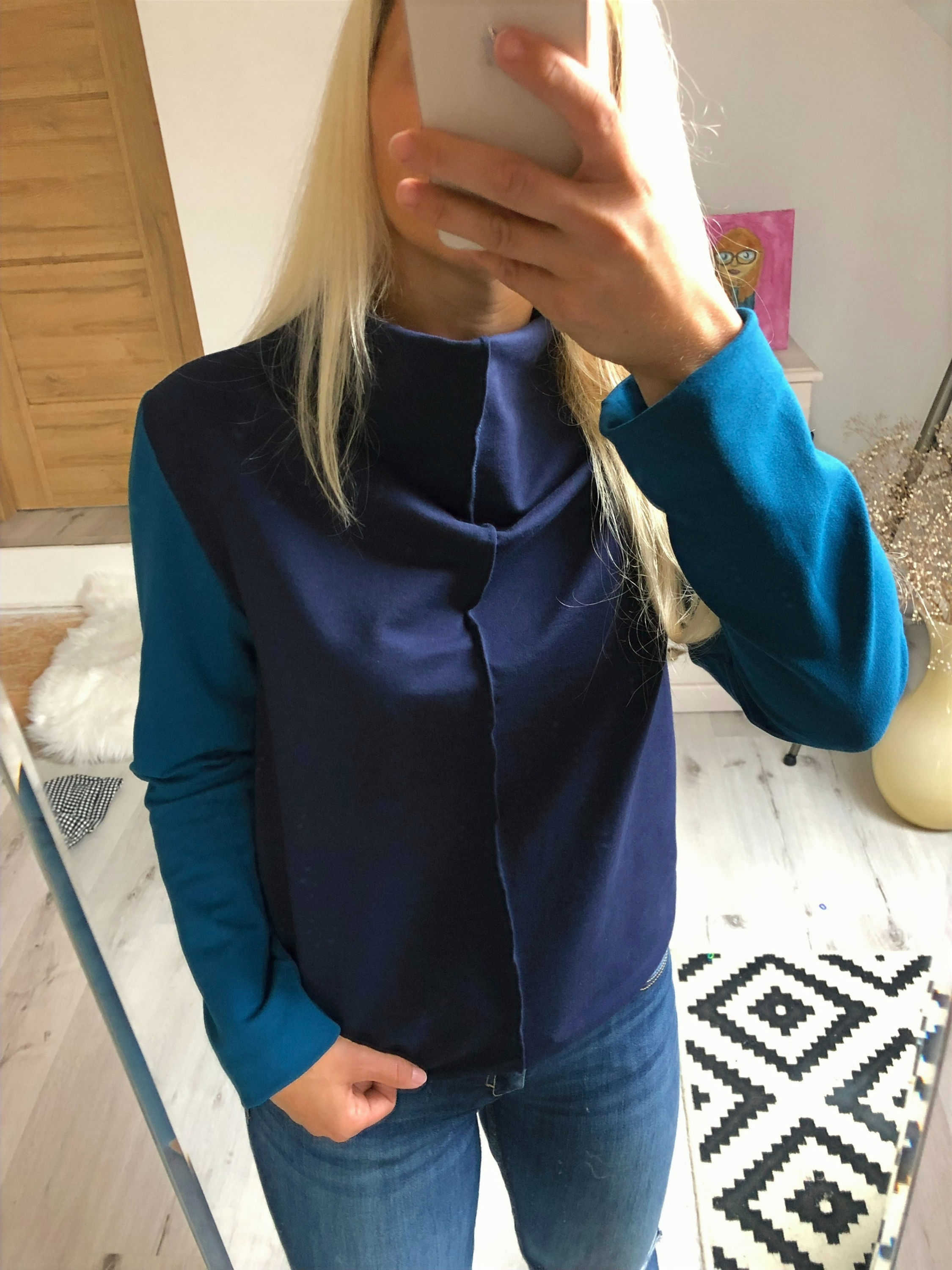 Mikina Two colours dark blue