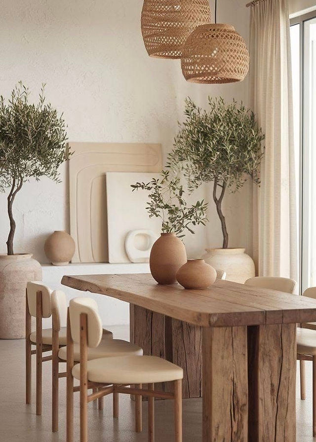 Décoration naturelle en bois et rotin