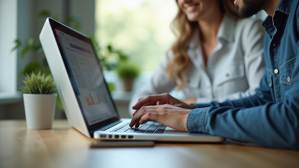Eye-level view of a person using a laptop to compare health plans