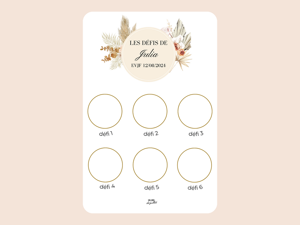 Miniature : Jeux défis EVJF personnalisables sous forme de carte à gratter