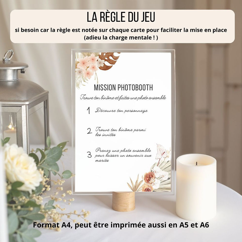 Miniature : Animation Photobooth thème Bohème - Jeu Binômes à impr
