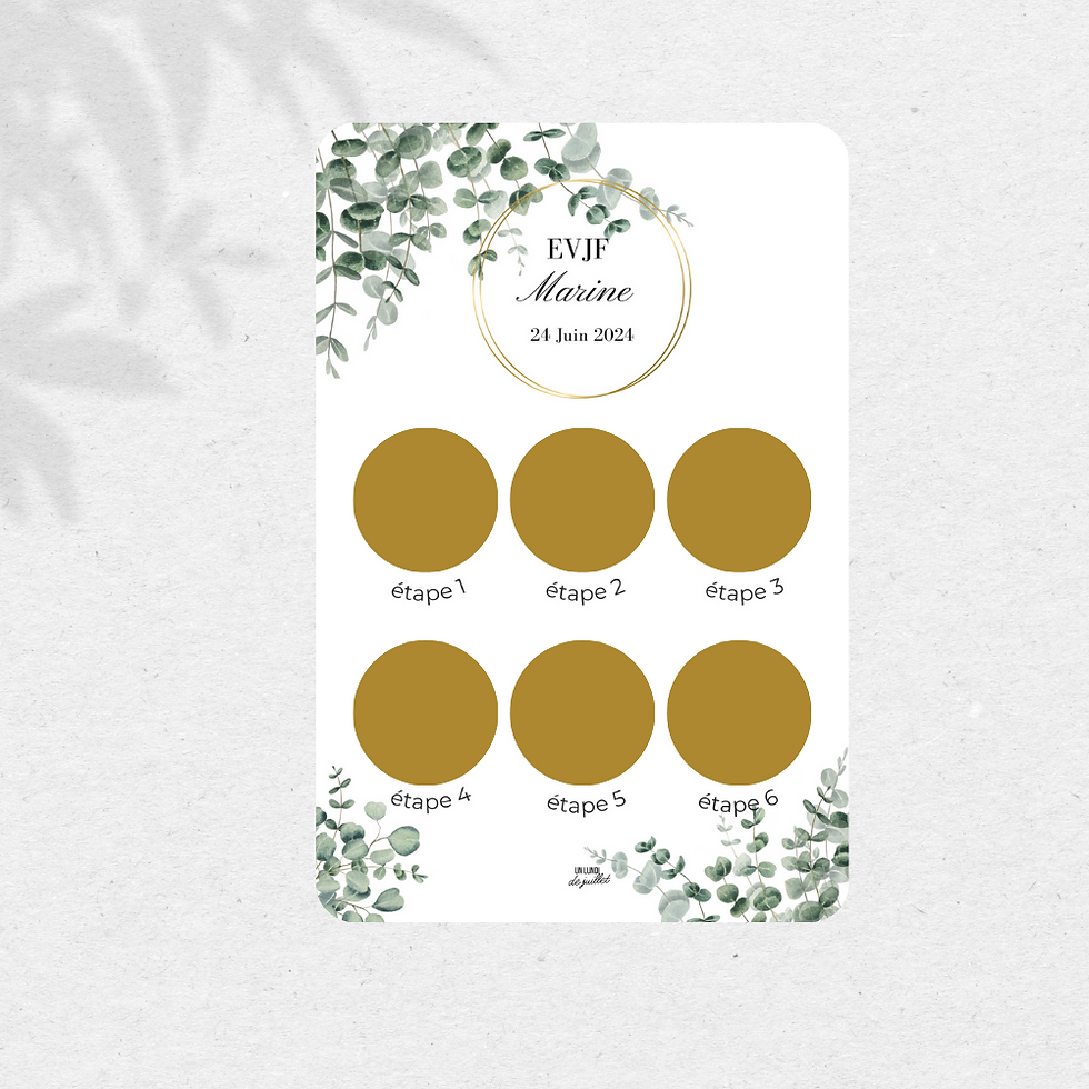 Miniature : Idée jeu EVJF – programme à gratter eucalyptus format A5