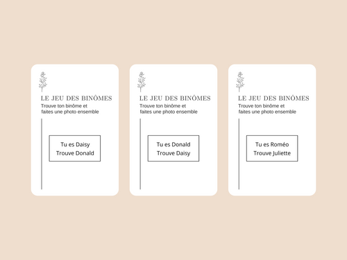 Jeu Des Binômes Carte à Gratter