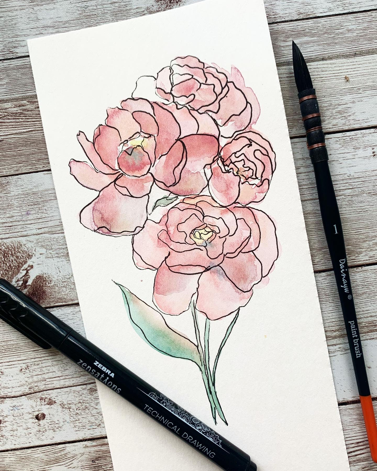 Peony Watercolor Painting