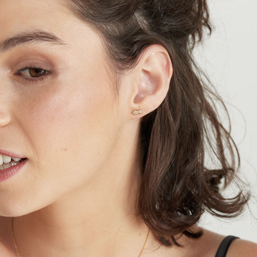 עגיל מינרלים גולמיים דאבל